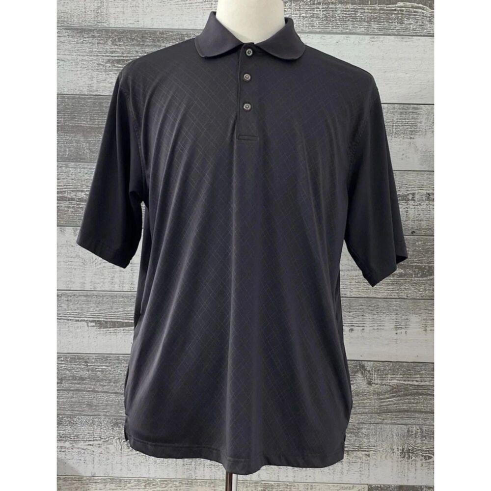 Pebble Beach Performance Polo Shirt Mens L Gray 1/4 Button Golf Short Sleeve